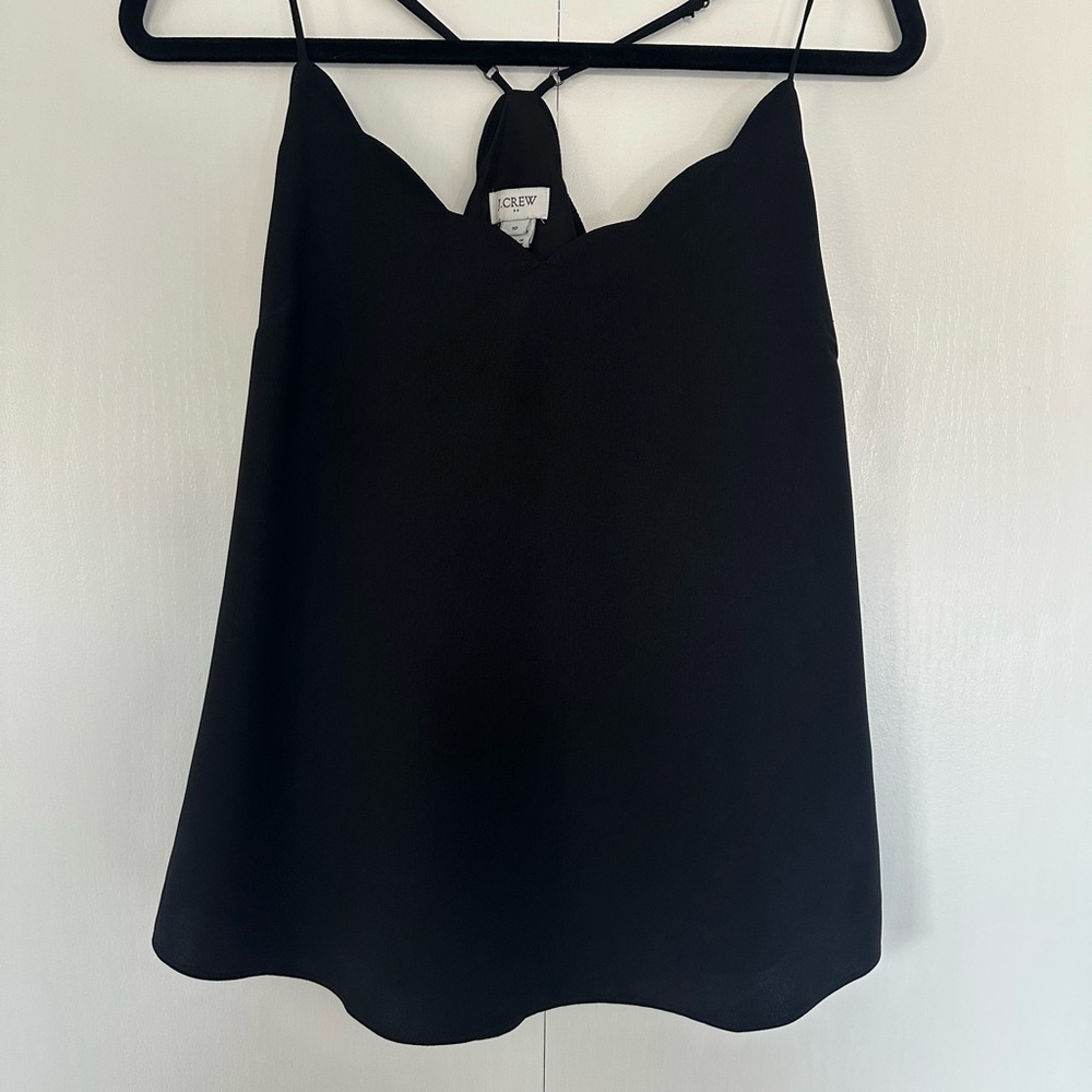 J. Crew Black Scallop Cami Top